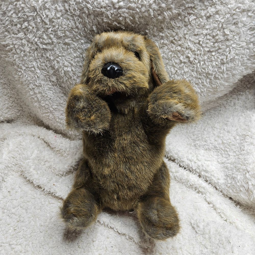 Folkmanis Sitting Dog Chocolate Lab‎ Dog 16" Hand Puppet